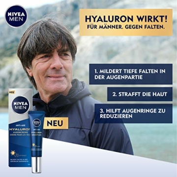 Nivea Men Anti-Age Hyaluron Augencreme (15 ml), Augenpflege reduziert Anzeichen von Müdigkeit, Feuchtigkeitscreme mildert Falten im Augenbereich sichtbar - 3