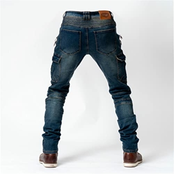 oFzimTo Motorrad-Jeanshose Für Herren, Sturzfeste Jeans Mit Geradem Bein Und 4 Arten Von Schutzausrüstung, Motorradhose Für Motorradrennfahrer (Blue,M) - 3