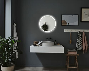 Paulmann 78952 HomeSpa LED Leuchtspiegel Mirra mit Touchschalter IP44 600mm White Switch rund incl. 1x21 Watt Badspiegel Spiegel, Weiß Wandspiegel 2700 K - 6500K - 4