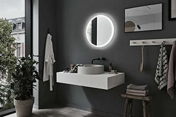 Paulmann 78952 HomeSpa LED Leuchtspiegel Mirra mit Touchschalter IP44 600mm White Switch rund incl. 1x21 Watt Badspiegel Spiegel, Weiß Wandspiegel 2700 K - 6500K - 5