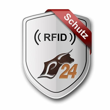 RFID Damen Leder Geldbörse Damen Portemonnaie Damen Geldbeutel - Farbe Grau - Geschenkset + exklusiven Ledershop24 Schlüsselanhänger - 6
