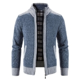 RYTEJFES Herren Strickjacke mit Reissverschluss Dicker Pullover ohne kapuze Stehkragen Winter Warm Fleece-gefüttert Wintermantel Cardigan mit Reißverschluß und Taschen Feinstrike - 1