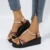 Sandalen Damen Elegant Flach Damenmode Sommer bunte geflochtene Riemen Perle Schnalle Plattform Keil Sandalen Hohe Schuhe Damen Absatz Schwarz Vorne Offen Absatz 5 Cm - 2