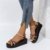 Sandalen Damen Elegant Flach Damenmode Sommer bunte geflochtene Riemen Perle Schnalle Plattform Keil Sandalen Hohe Schuhe Damen Absatz Schwarz Vorne Offen Absatz 5 Cm - 9