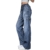 Sawmew Damen Low Waist Cargo Jeans Gerade Breites Bein Baggy Denim Hosen Y2k Indie Aesthetic Vintage Jeanshosen 90er Streetwear (Color : Blue, Size : M) - 2