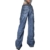 Sawmew Damen Low Waist Cargo Jeans Gerade Breites Bein Baggy Denim Hosen Y2k Indie Aesthetic Vintage Jeanshosen 90er Streetwear (Color : Blue, Size : M) - 3
