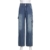 Sawmew Damen Low Waist Cargo Jeans Gerade Breites Bein Baggy Denim Hosen Y2k Indie Aesthetic Vintage Jeanshosen 90er Streetwear (Color : Blue, Size : M) - 4
