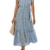 SEVETAT Damen Chiffon Boho Lange Kleid mit Gürtel Sommerkleid Partykleid Elegant V-Ausschnitt Maxikleid Blumenkleid Abendkleid Rüschen Strandkleid Cocktailkleid (Hellblau, S) - 1