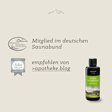 AllgäuQuelle® Saunaaufguss mit 100% BIO-Öle Erfrischung Lemongrass Orange Bergamotte (100ml). Natürlicher Sauna-aufguss m. ätherische Sauna-Öle im Aufguss-Mittel. Saunaöl naturrein und biologisch. - 6