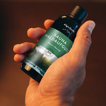 AllgäuQuelle® Saunaaufguss mit 100% BIO-Öle Waldaufguss Fichte Latschenkiefer Alpenzirbe Minze (100ml). Natürlicher Sauna-aufguss mit Sauna-ätherische-Öle im Aufguss-Mittel. - 8