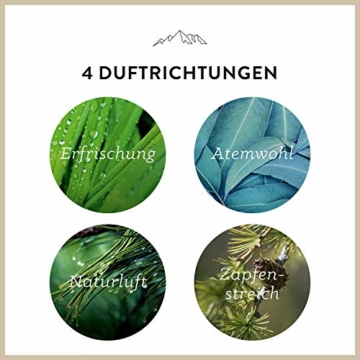 AllgäuQuelle® Saunaaufguss Set GENUSS AUFGUSS 100% BIO | Sauna Aufgussmittel | 4x100ml ✓ Allgäuer Erfrischung ✓ Allgäuer Naturluft ✓ Allgäuer Atemwohl ✓ Allgäuer Zapfenstreich | Sauna Zubehör Set - 4