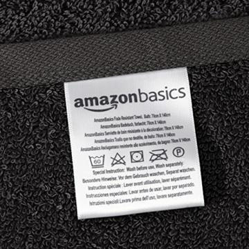 Amazon Basics Handtuch-Set, ausbleichsicher, 2 Badetücher und 4 Handtücher, schwarz, 100 Prozent Baumwolle 500g/m² - 7