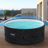 Arebos aufblasbarer Whirlpool | extra dünn | In- & Outdoor | 7 Personen | ⌀ 180 cm | Drop-Stitch-Technologie | 130 Bubble Spa & Wellness Massagedüsen | mit Heizung bis 40°C | 1120 Liter | Palmenmuster - 1