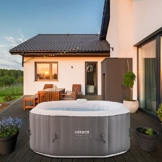 Arebos Whirlpool | Aufblasbar | In- & Outdoor | 154x154 cm | 4 Personen | 110 Massagedüsen | mit Heizung | 600 Liter | Inkl. Abdeckung | Bubble Spa & Wellness Massage - 1