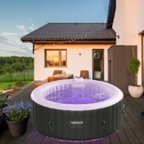 AREBOS Whirlpool | ⌀ 180 cm | mit LED-Beleuchtung | 6 Farben | aufblasbar rund | In- & Outdoor | 4 Personen | 100 Massagedüsen | mit Heizung | 800 Liter | Inkl. Abdeckung - 1