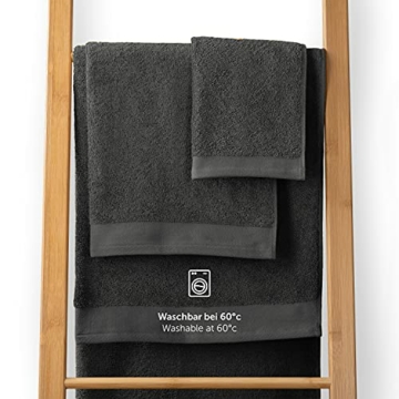 Blumtal Premium 6-TLG. Frottier Handtücher Set 2 Badetücher 70x140 + 4 Handtücher 50x100 - Oeko-Tex 100 Zertifiziert, besonders weich und saugstark, 100% Baumwolle, Anthrazit - 8