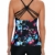 Durio Badeanzug Damen Bauchweg Frau Bademode Badeanzüge Tankinis Tankini mit Hotpants Badebekleidung Zweiteilig mit Streifen,Z Schwarz mit Blumen,EU 44 (Etikett XXL) - 2
