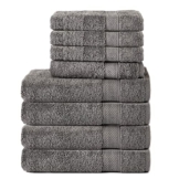 Komfortec 8er Handtuch Set aus 100% Baumwolle, 4 Badetücher 70x140 und 4 Handtücher 50x100 cm, Frottee, Weich, Towel, Groß, Anthrazit Grau - 1