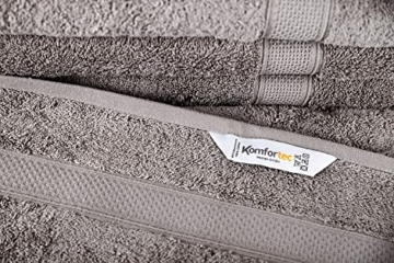 Komfortec 8er Handtuch Set aus 100% Baumwolle, 4 Badetücher 70x140 und 4 Handtücher 50x100 cm, Frottee, Weich, Towel, Groß, Anthrazit Grau - 6