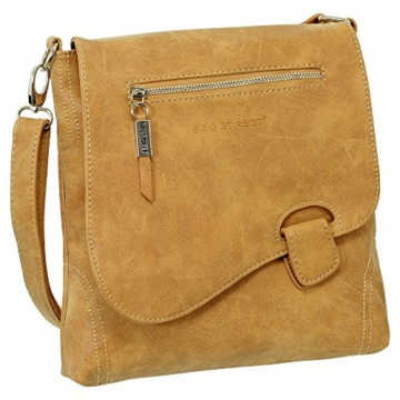 Ledershop24 Geschenkset - Handtasche Schultertasche Umhängetasche Wildleder-Imitat Used Look mit Riegelverschluss Farbe cognac - 1