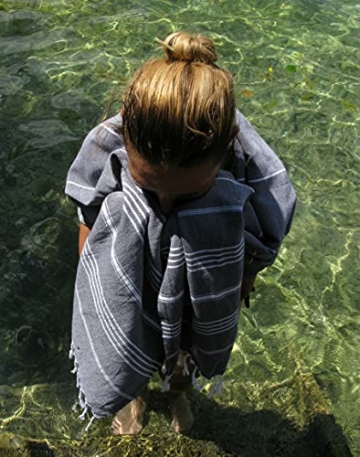 LeStoff das traditionelle Hamamtuch Strandtuch Badetuch Saunatuch Duschtuch Spa Sport Yoga Reisen 100% Bio-Baumwolle. Nachhaltig, natürlich, weich und vorgewaschen. (95 x 180 cm, Anthracite) - 7