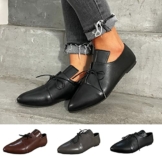 LLDG Flache Damenschuhe, Halbschuhe pu Leder-Optik Freizeit Loafer mokassins Elegant Klassische GeschlosseneBallerinas mode Leichte Spitzschuhe Flacher Mund Slippers Walking Schuhe, Schwarz, 40 EU - 1