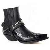 LLDG Herren Western Cowboy Motorrad Stiefeletten mode Reiterstiefel Spitze Kurzschaft Boots Vintage Combat boots Motorradstiefel Biker Boots Modische Ankle Boots mit Blockabsat, Schwarz, 42 EU - 1