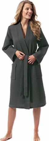 Morgenstern Bademantel Damen Leicht Baumwolle Waffel Pique Größe M Grau - 1