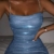 Onsoyours Damen Partykleid Wickelkleid Glitzer Minikleider Elegant Rückenfreies Bodycon Ruched Kleid Spaghetti Strap Stretchy Club Cocktailkleid A Blau S - 3