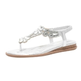 Plateau Sandalen Damen Frauen Strass Dekor Slingback Sandalen elastischer Knöchelriemen Lässige böhmische Strandschuhe Flip Flops Metallic Strass Dekor Sandalen Mit Keilabsatz Strass Damen Sommer - 1