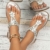 Plateau Sandalen Damen Frauen Strass Dekor Slingback Sandalen elastischer Knöchelriemen Lässige böhmische Strandschuhe Flip Flops Metallic Strass Dekor Sandalen Mit Keilabsatz Strass Damen Sommer - 6