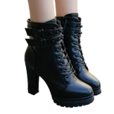 Reitstiefelette Classic, Stiefelette, Glattleder, Unisex Damen Stiefeletten Worker Boots Spitze Chunkyrayan Damen Stiefeletten Chelsea Boots mit Blockabsatz Profilsohle - 1