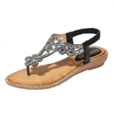 Sandaletten Damen Flach, Zehentrenner Damen Sandalen Fußbett Bequeme Pantoletten Flach Korkfußbett Offene Sommer Hausschuhe - 1