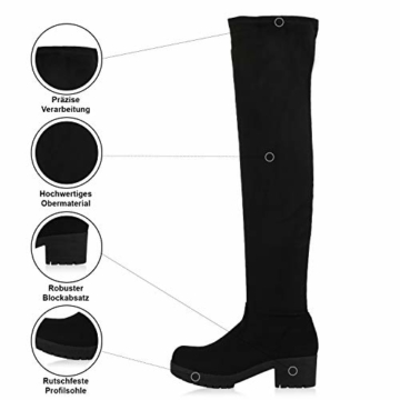 SCARPE VITA Damen Stiefel Overknees Leicht Gefütterte Boots Plateau Vorne 167762 Schwarz 41 - 4
