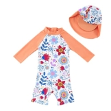 upandfast Baby Badeanzug mit Sonnenhut UPF 50+ Badebekleidung für Baby(Sonnenblume,6-9 Monate) - 1