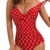 VILOREE Damen Monokini Bauchweg Schlankheits Badeanzug Plus Size Badebekleidung Bauchweg für Mollige Rot mit blätter Druck L - 2
