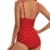 VILOREE Damen Monokini Bauchweg Schlankheits Badeanzug Plus Size Badebekleidung Bauchweg für Mollige Rot mit blätter Druck L - 5