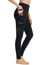 BAYGE Damen Sport Leggings Winter Hohe Taille Fleece Gefüttert Wasserdicht Blickdicht Bauchkontrolle Slim Fit Yogahose Sporthose Sweathose Fitnesshose mit Taschen, Schwarz, M - 1