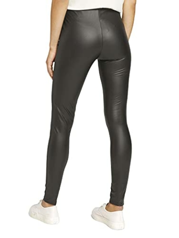 TOM TAILOR Denim Damen Leggings in Leder-Optik 1027557, 14482 - Deep Black, L - 3