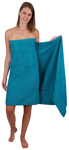 Betz 2 Stück Saunatücher Saunatuch Saunahandtuch Set Palermo 100% Baumwolle Frottier XXL Badetuch Strandtuch Größe 80 x 200 cm Farbe Petrol - 2
