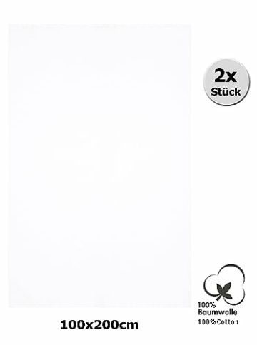 Betz Badetuch 2 Stück Set groß XXL Badetücher Saunatuch Dresden 100% Baumwolle Größe 100 cm x 200 cm Farbe weiß - 1909000 - 2