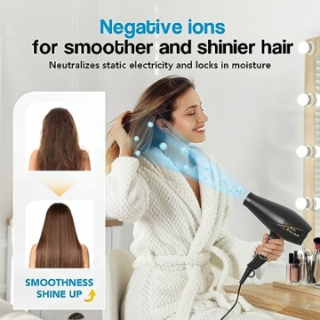 GLAM Profi Haartrockner, Föhn 2300W Leistungsstarker AC Motor Schnell trocknend Ionen Haartrockner mit 2 Geschwindigkeiten 3 Heiz, Cool Shot Taste mit 1 Diffusor & 1 Konzentrator für Multi-Frisuren - 3