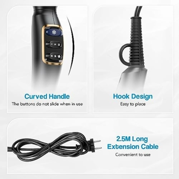 GLAM Profi Haartrockner, Föhn 2300W Leistungsstarker AC Motor Schnell trocknend Ionen Haartrockner mit 2 Geschwindigkeiten 3 Heiz, Cool Shot Taste mit 1 Diffusor & 1 Konzentrator für Multi-Frisuren - 8