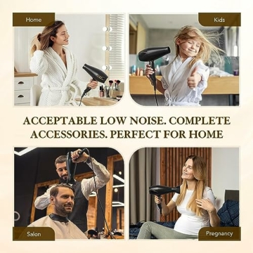 GLAM Profi Haartrockner, Föhn 2300W Leistungsstarker AC Motor Schnell trocknend Ionen Haartrockner mit 2 Geschwindigkeiten 3 Heiz, Cool Shot Taste mit 1 Diffusor & 1 Konzentrator für Multi-Frisuren - 9