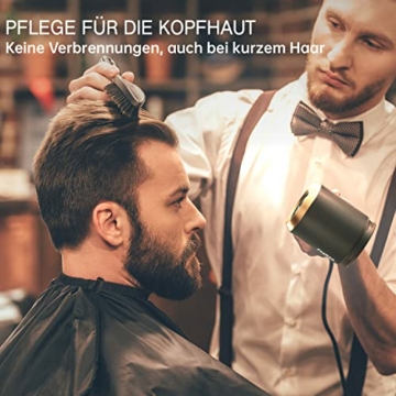 Ionen Haartrockner, Feekaa Schnelltrocknender Föhn, 100 Millionen negative Ionen, sorgt für glänzendes Haar, mit rotierender Magnetdüse, Konzentrat und Diffusor, für Reisen & lockiges Haar, Schwarz - 3