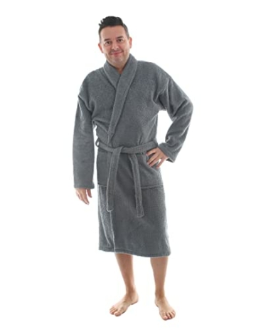 LEBENGOOD Bademantel für Damen, Herren, Unisex, Frottee 100% Baumwolle, Weicher Morgenmantel Dusche, Größen Flauschig, Leicht, S, M, L, XL, XXL, (3XL, Marengo) - 3