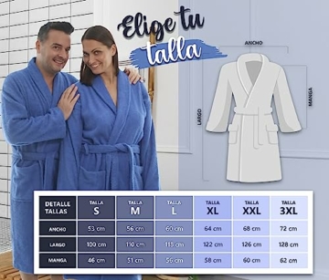 LEBENGOOD Bademantel für Damen, Herren, Unisex, Frottee 100% Baumwolle, Weicher Morgenmantel Dusche, Größen Flauschig, Leicht, S, M, L, XL, XXL, (3XL, Marengo) - 5
