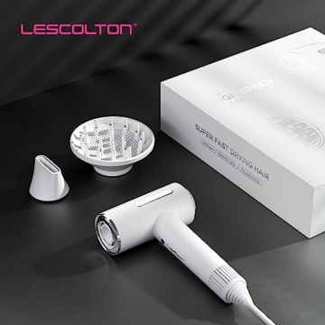 LESCOLTON Ionen Föhn, Haartrockner 110.000 U/min, Ionen Föhn LED-Display, Negativ-Ionen-Technologie, leistungsstark, Temperatur- und Luftgeschwindigkeitsregelung (weiß) - 7