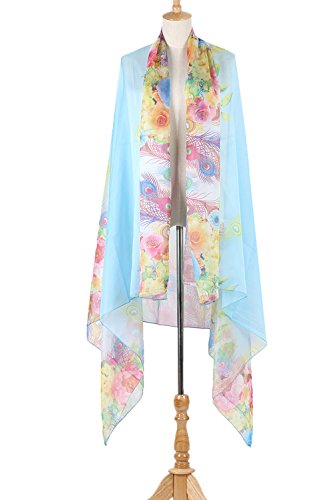 PB-SOAR XXL Damen Sarong Pareo Strandtuch Wickelrock Wickeltuch Schal Halstuch Multifunktion, weich und leicht (Hell Blau) - 4