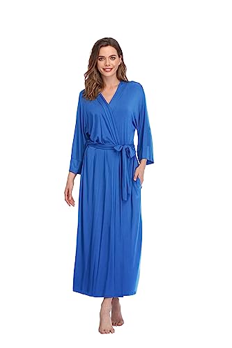 Teemie Damen Bademantel Leichter Morgenmantel Frauen Saunamantel Braut Und Trauzeugin Lang Kimono Hausmantel Schnell Trocknend Saugstark Reisebademantel Schlafanzug Stillnachthemd XL - 2